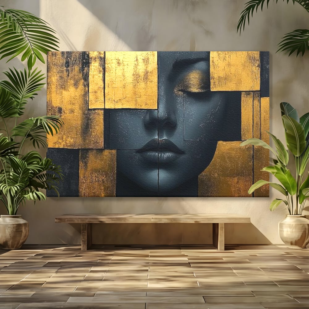 Tablou canvas cu tablou canvas portret feminin abstract, fara rama, pe sasiu de lemn